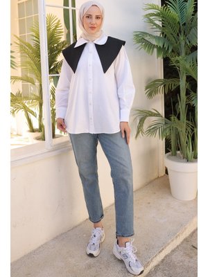 Beyaz Çift Yakalı Gömlek