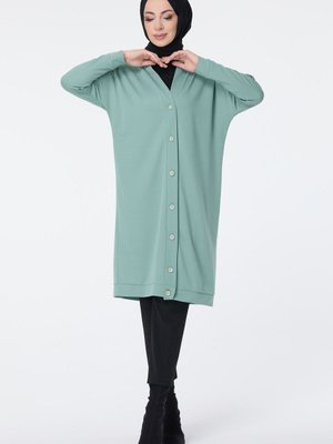 Düz Orta Yeşil Hırka