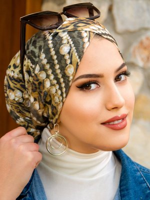 Haki Leopar Çapraz Bantlı Bone