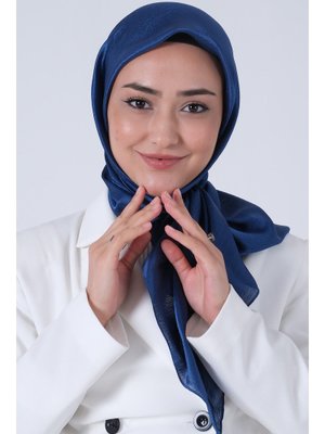Koyu İndigo Janjan Eşarp
