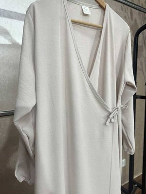 Taş Rengi Yandan Bağlamalı Kendinden Desenli Namaz Seti