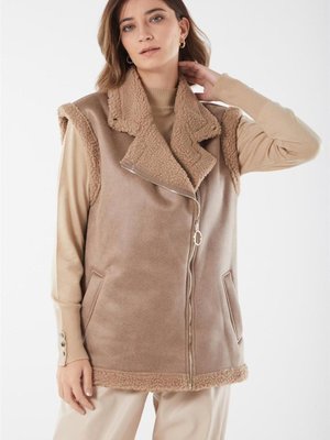 Cepli Nubuk Kumaş Vizon Yelek