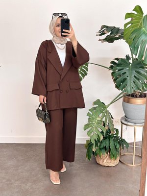 Owersize Ceket Takım Kahve Owersize Ceket Takım Kahve