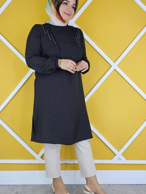 Kadın Nervür Ve Taş Detaylı Tesettür Tunik