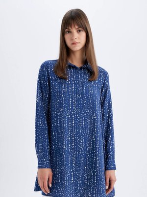 Regular Fit Desenli Viskon Uzun Kollu Gömlek Tunik D2777ax24hs