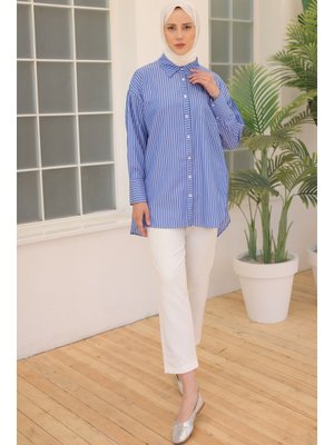 Lacivert Çizgili Gömlek