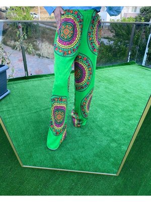 Yan Cepli Beli Lastikli Viskon Pantolon