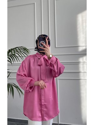 Butik Emimoza Lara Saten Gömlek Pembe