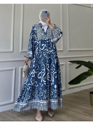 Kadın Premium Desenli Viskon Elbise Kadın Premium Desenli Viskon Elbise