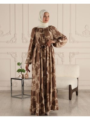 Eteği Volenli Reglan Kol Viskon Kumaş Elbise Namaz Elbisesi Eteği Volenli Reglan Kol Viskon Kumaş Elbise Namaz Elbisesi