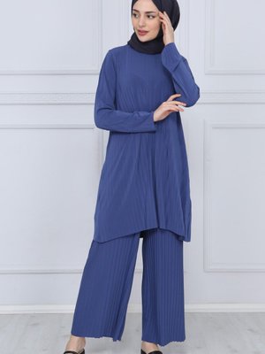 İndigo Pantolon Tunik Piliseli Sandy İkili Takım İndigo Pantolon Tunik Piliseli Sandy İkili Takım