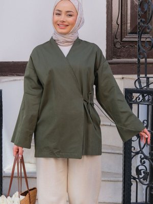 Yandan Bağlamalı Ceket Haki Yeşil Yandan Bağlamalı Ceket Haki Yeşil