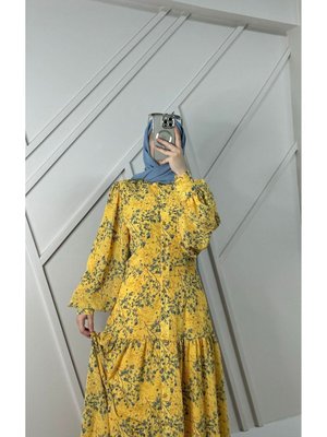 Desenli Şifon Gömlek Elbise