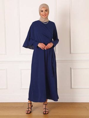 Aerobin Yandan Bağlama Detaylı Şık Elbise Lacivert