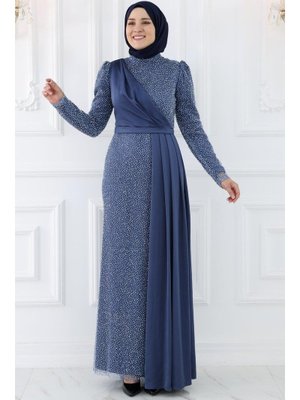 İndigo Ecmel Abiye Elbise
