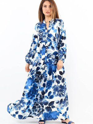 Prive Roses Mavi Viskon Maksi Boy Elbise