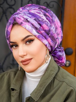 Leylak Desenli Tokalı Bone