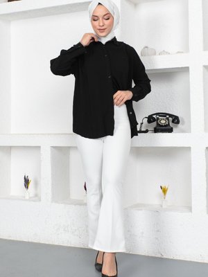 Beli Lastikli I?spanyol Paça Pantolon Ekru Beli Lastikli I?spanyol Paça Pantolon Ekru