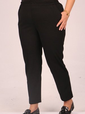 Siyah Büyük Beden Beli Lastikli Scuba Pantolon