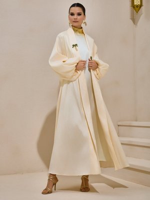 Krem Taffeta Palm Abaya