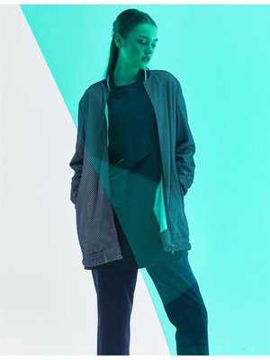 File Görünümlü Lacivert Bomber Ceket