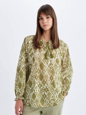 Relax Fit Desenli Vual Uzun Kollu Bluz Tunik C9738ax24sm