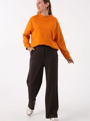 Acı Kahve Beli Lastikli Bol Paça Eşofman Altı