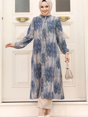 Zikzak Desenli Düğmeli İkili Takım