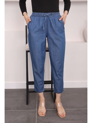 Mavi Cepli Tensel Kot Pantolon