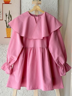 Pembe Geniş Yakalı Marul Kol Tunik