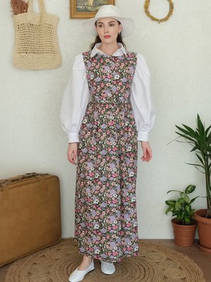 Mor Tabanı Siyah Menekşe Jile & Beyaz Klasik Yaka Crop Gömlek Takım