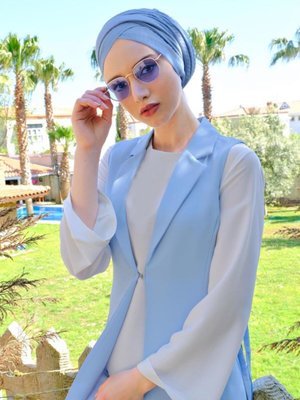 Mavi Yanları Bağcıklı Yelek T