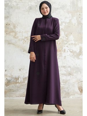 Baklava Detay Taş Mürdüm Ferace