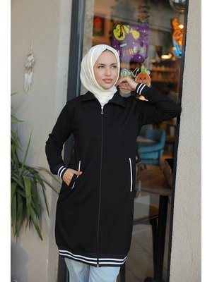 Siyah Ribana Detaylı Kısa Kap Siyah Ribana Detaylı Kısa Kap