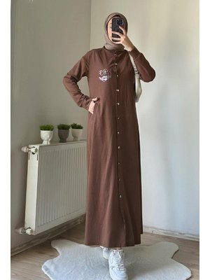 Önden Cıtçıtlı Taş Detaylı Kap Kahve