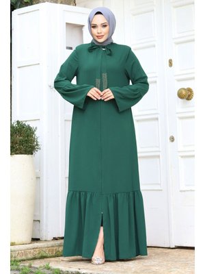 Kolu Volanlı Yakası Bağlama Detaylı Ferace Kolu Volanlı Yakası Bağlama Detaylı Ferace