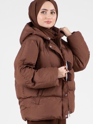 Çıtçıtlı Şişme Mont Kahverengi Çıtçıtlı Şişme Mont Kahverengi