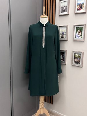 Hakim Yaka Taş Detaylı Uzun Tunik