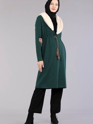 Yakası Peluş Kürklü Hırka