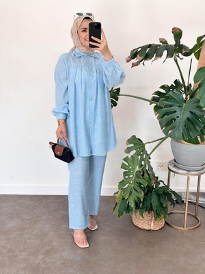 Pamuk Keten Robalı Takım Mavi Pamuk Keten Robalı Takım Mavi