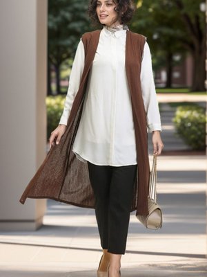 Sade Uzun Dökümlü Yelek