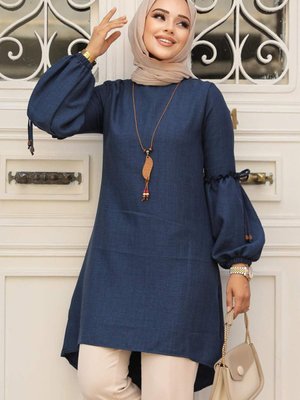 Balon Kol Lacivert Tunik