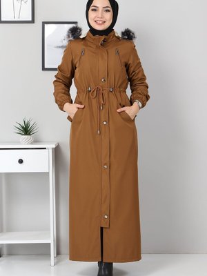 Beli Bağcıklı Kapaklı Mont Taba