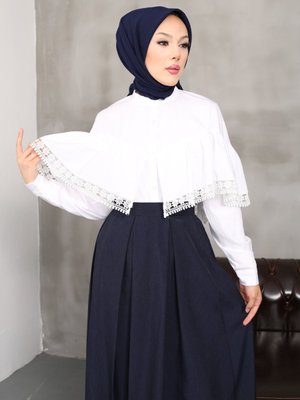 Beyaz Dantelli Gömlek