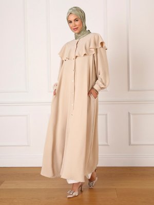 Bej Omuzu Volan Detaylı Aerobin Ferace