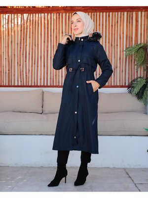 Öz Kadın Bondit Kumaş Battal Su Ve Rüzgar Geçirmez İçi Kürklü Mont