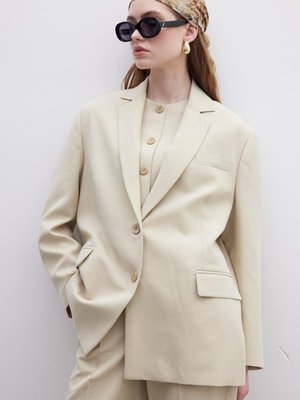 Oversıze Naturel Blazer Ceket Kum Oversıze Naturel Blazer Ceket Kum