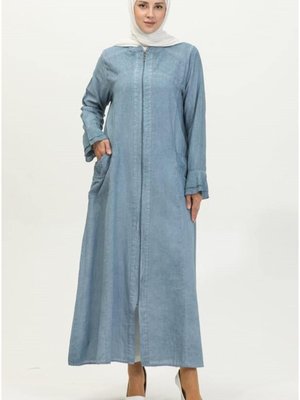 Çelik Mavisi Mavi Şile Bezi Ferace