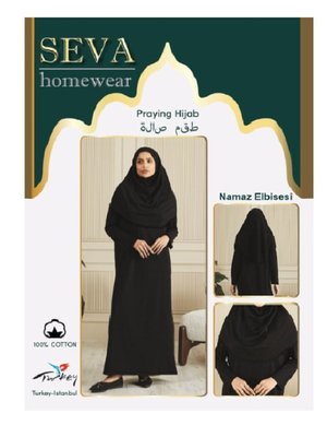 Pamuk Penye Kendinden Başörtülü Namaz Elbisesi