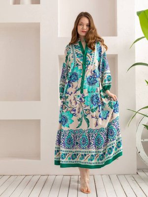 Desenli Uzun Gömlek Elbise Desenli Uzun Gömlek Elbise